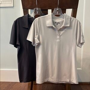 Golf Polo TWO Cream and Chocolate Fairway & Greene CVS Charity Classic LIKE NEW